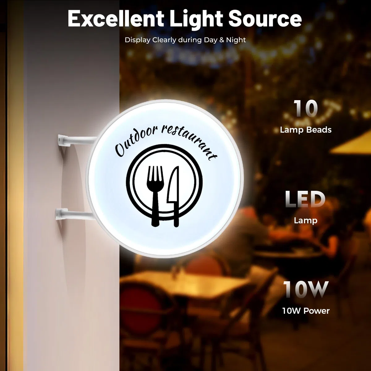 Lightbox | Doppelseitiger runder LED-Leuchtkasten | IP67 wasserdicht & 50.000h Lebensdauer | 10W Energieeffizienz-Klasse E | Ideal für Geschäfte, Cafés & Einzelhandel | 50cm Durchmesser