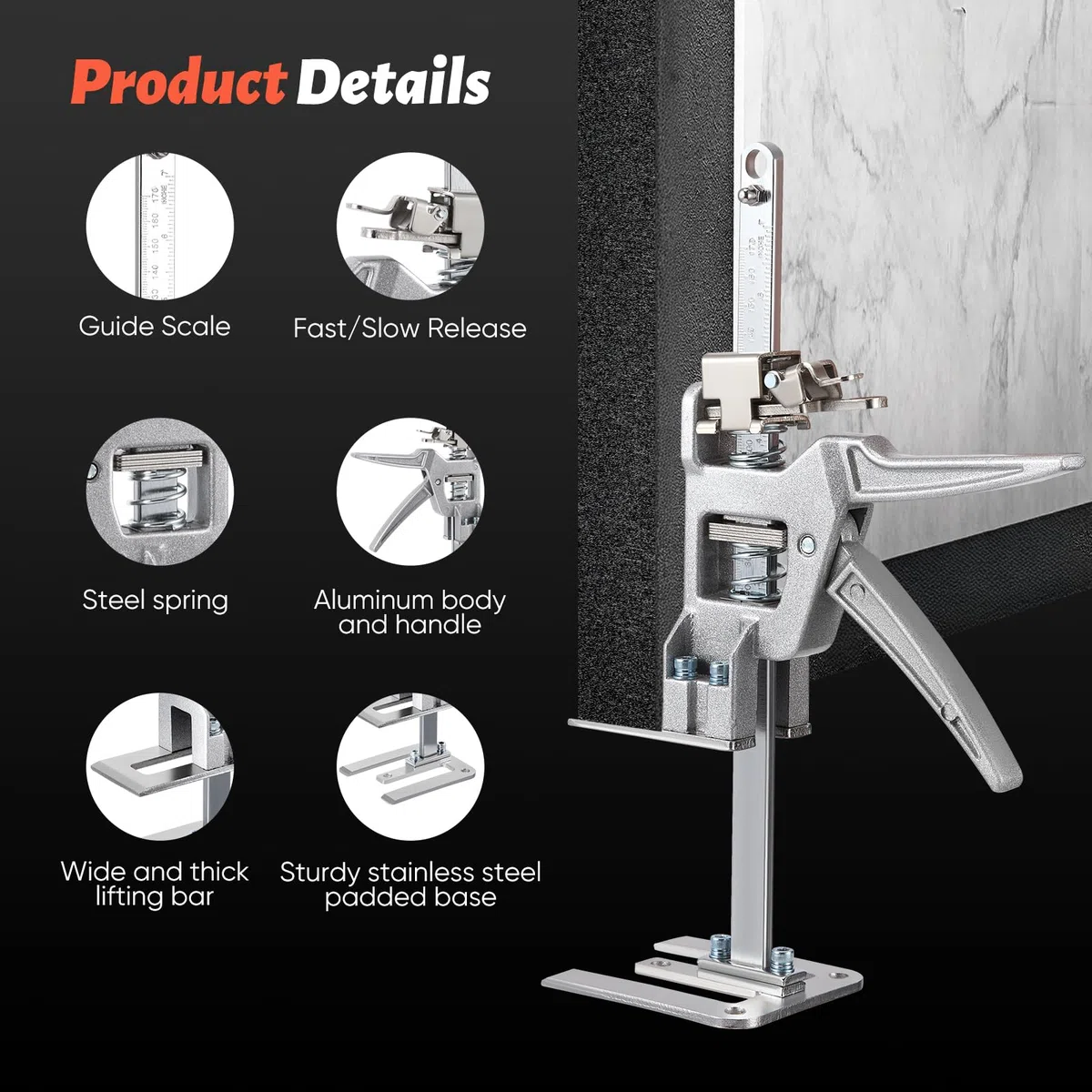 2 Stück Arbeitssparender Arm, 30cm Ganzmetall Hebewerkzeug 400kg Kapazität, Langsam und Schnell Hebefunktion, Möbelheber für Türen, Möbel, Board Heber, Gipskartonplatten.