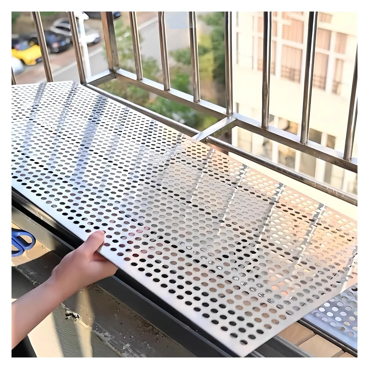 Generisch Metallgitter, Rundlochplatten aus Edelstahl 304, Streckmetallgitter, Lochbleche for Schutz von Balkongeländern und Terrassendekorationen(50x100cm)