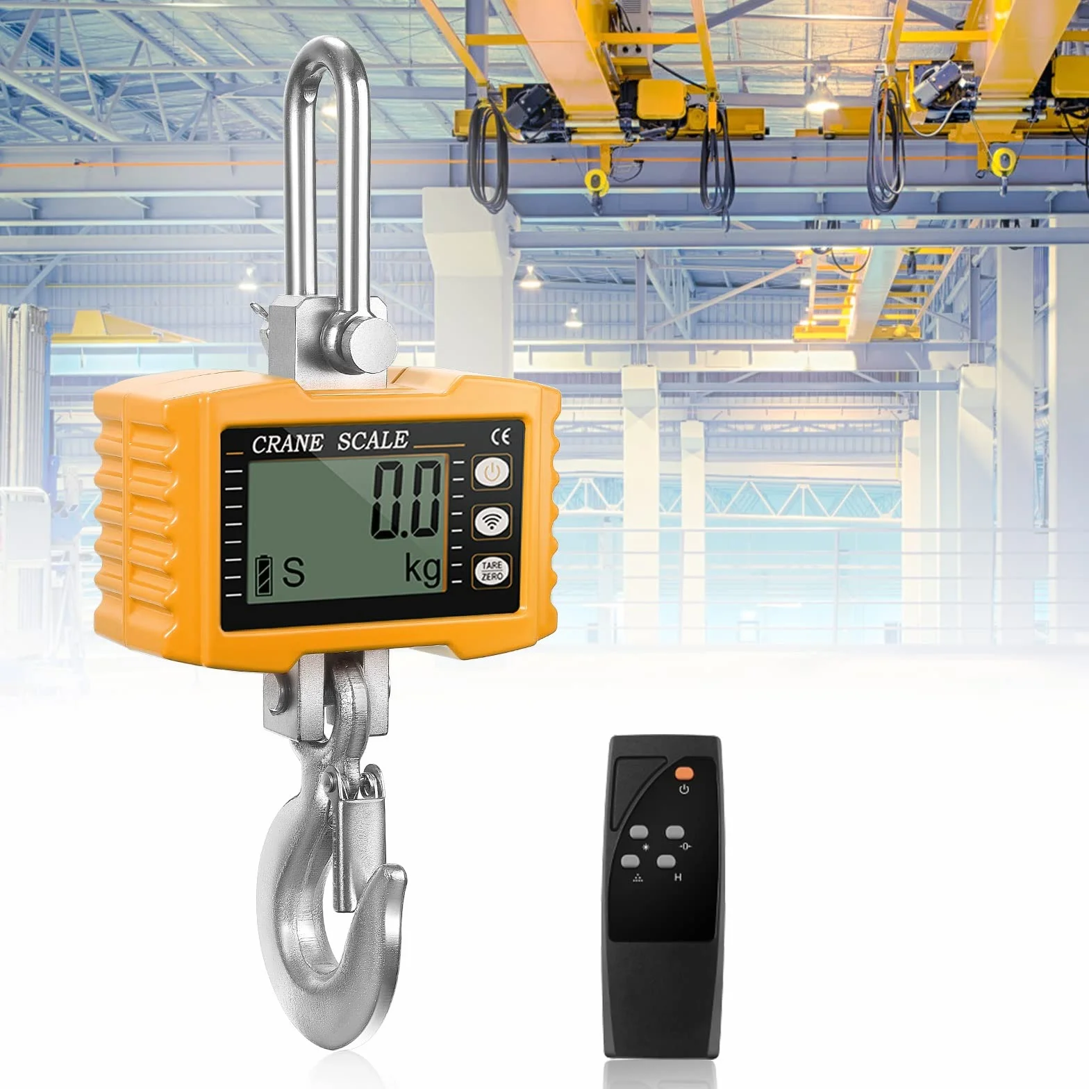 KKTECT Industrielle Hängewaage 1000kg/2000lb Hochleistungsfernbedienung wiederaufladbare Super Clear Digital Crane Scale