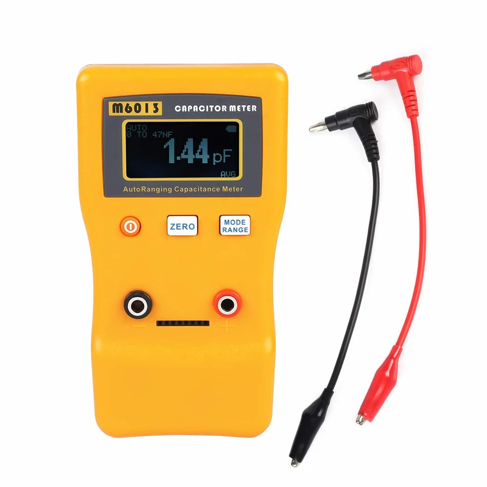 Akozon M6013 Kapazitätsmesser Auto-ranging Kondensator Kapazitätsmessgerät 5-stellige Lesung 1% High Pricision 0,01 pF bis 470 mF (470000uF) Messung der Hintergrundbeleuchtung Auto schlafen