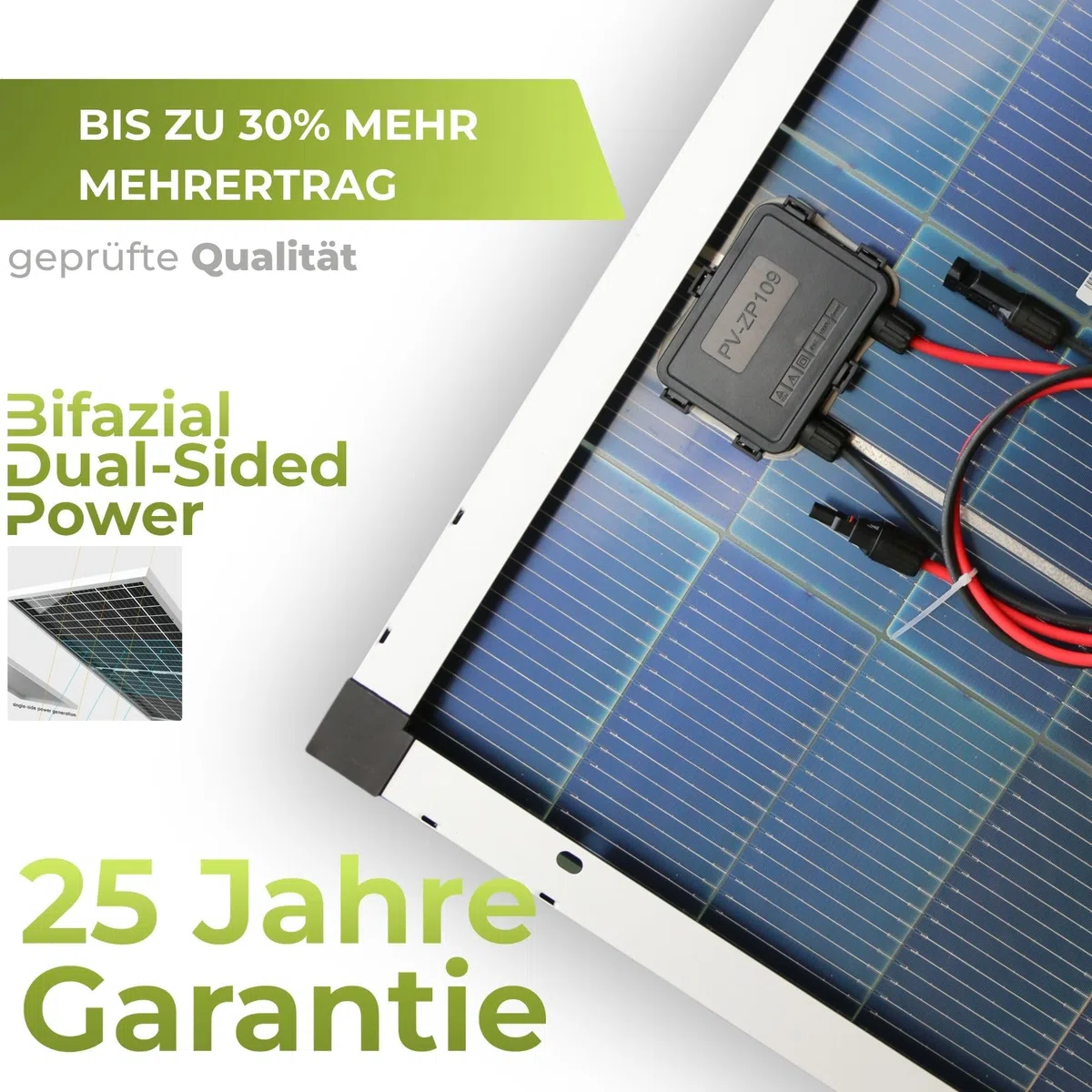 SOLARTRONICS Solarmodul 120 Watt Mono bifazial18 V 18 Busbars Solarpanel Solarzelle