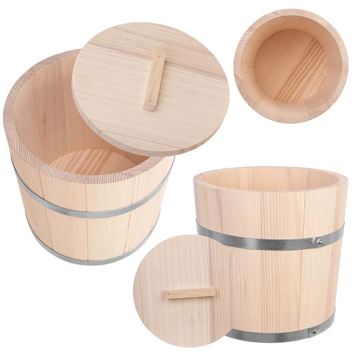 KADAX Holzfass 10L, Sauerkrauttopf aus Holz, Gärtopf zur Fermentation von Gemüse wie Sauerkraut, Gurken oder Kimchi, Sauerkrautfass, Gurkentopf, Gurkenfass