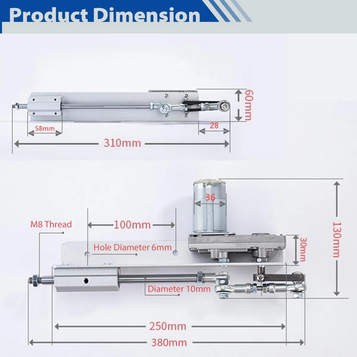 Hubkolben Linearaktuator DC 12V linear actuator 90RPM linearantrieb DIY Hubkolbenmotor Hub 2-8cm mit Drehzahlregler