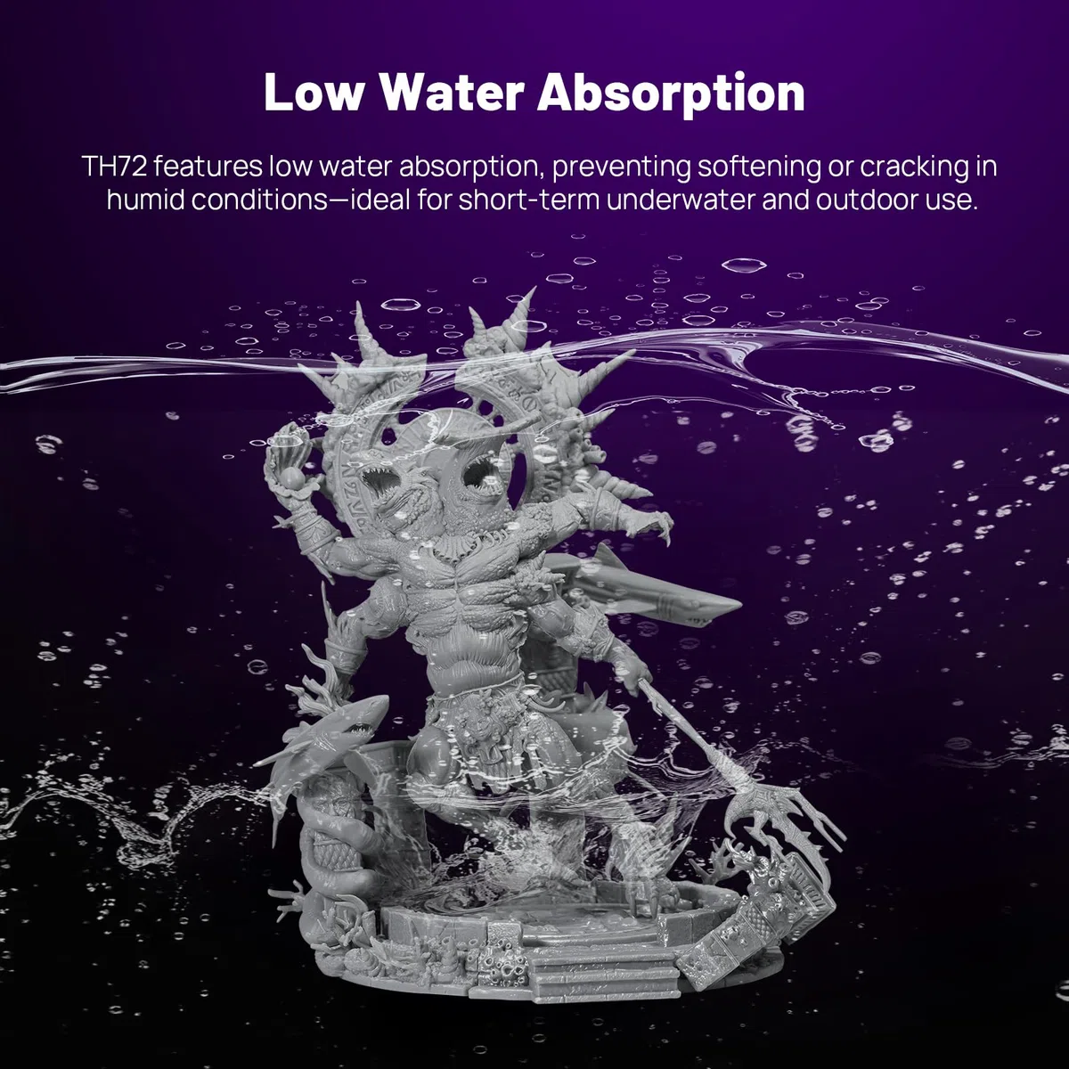 RESIONE TH72 Flexibles 3D Resin - Tough Resin für 3D Drucker mit Geringer Wasseraufnahme und Schlagfestem Flüssigharz - Lang Anhaltender Zähigkeit 3D Harz für Figuren (Mittelgrau)-1000g