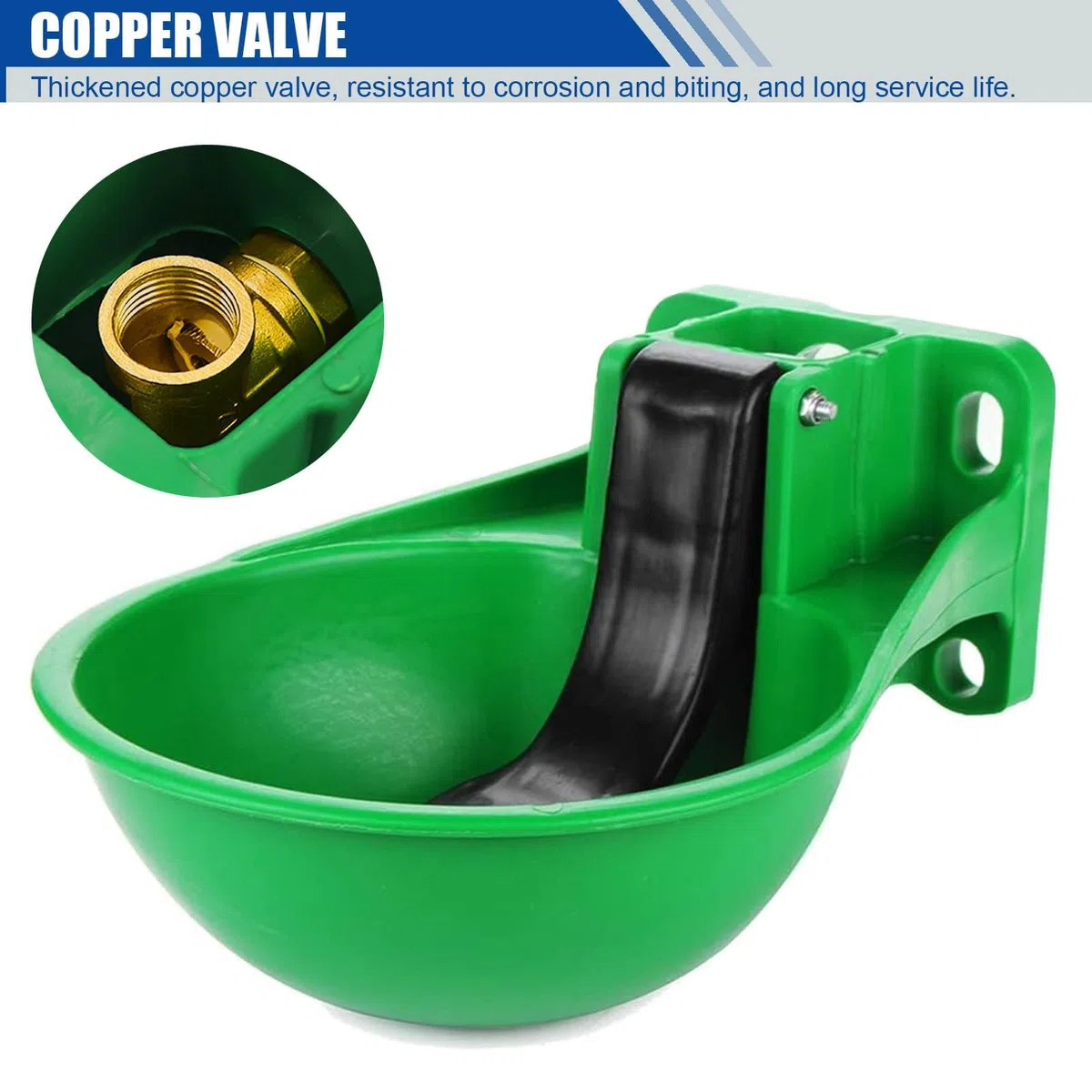 Tränkebecken Pferd, Tränkebecken mit Druckzunge + Inklusive 80 cm Schlauch und Adapter, Pferdetränke - Automatische Wasserabgabe, Rinder Tränkewanne für Rinder Esel und Pferde, Grün