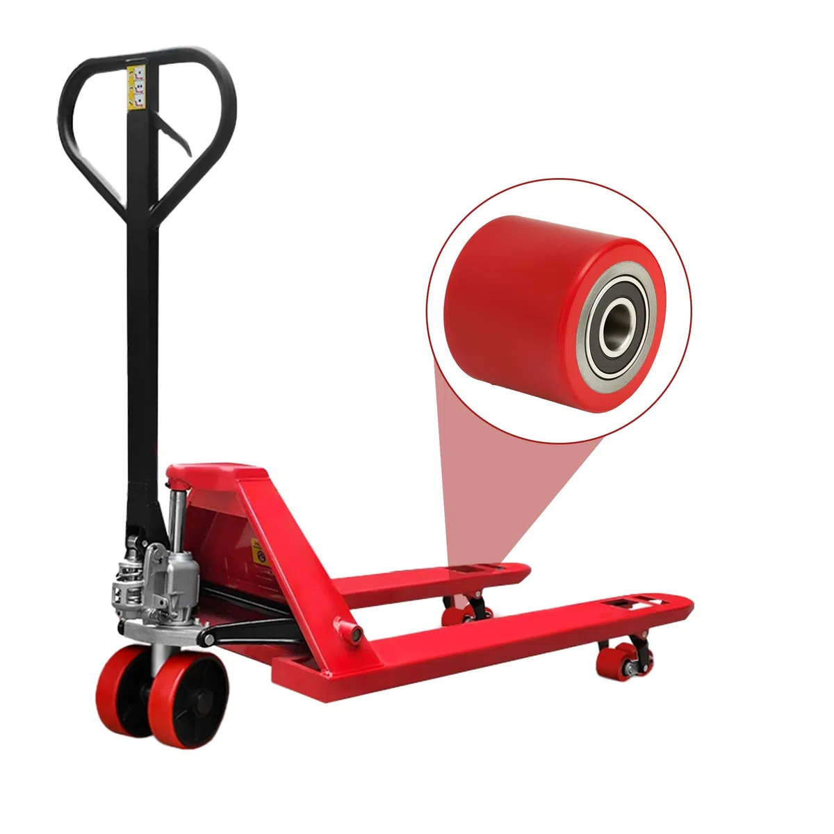 Hubwagen Rollen 80 x 70 mm Laufrollen mit Kugellager PU-Rollen für Hubwagen Ersatzrollen (4, Rot)