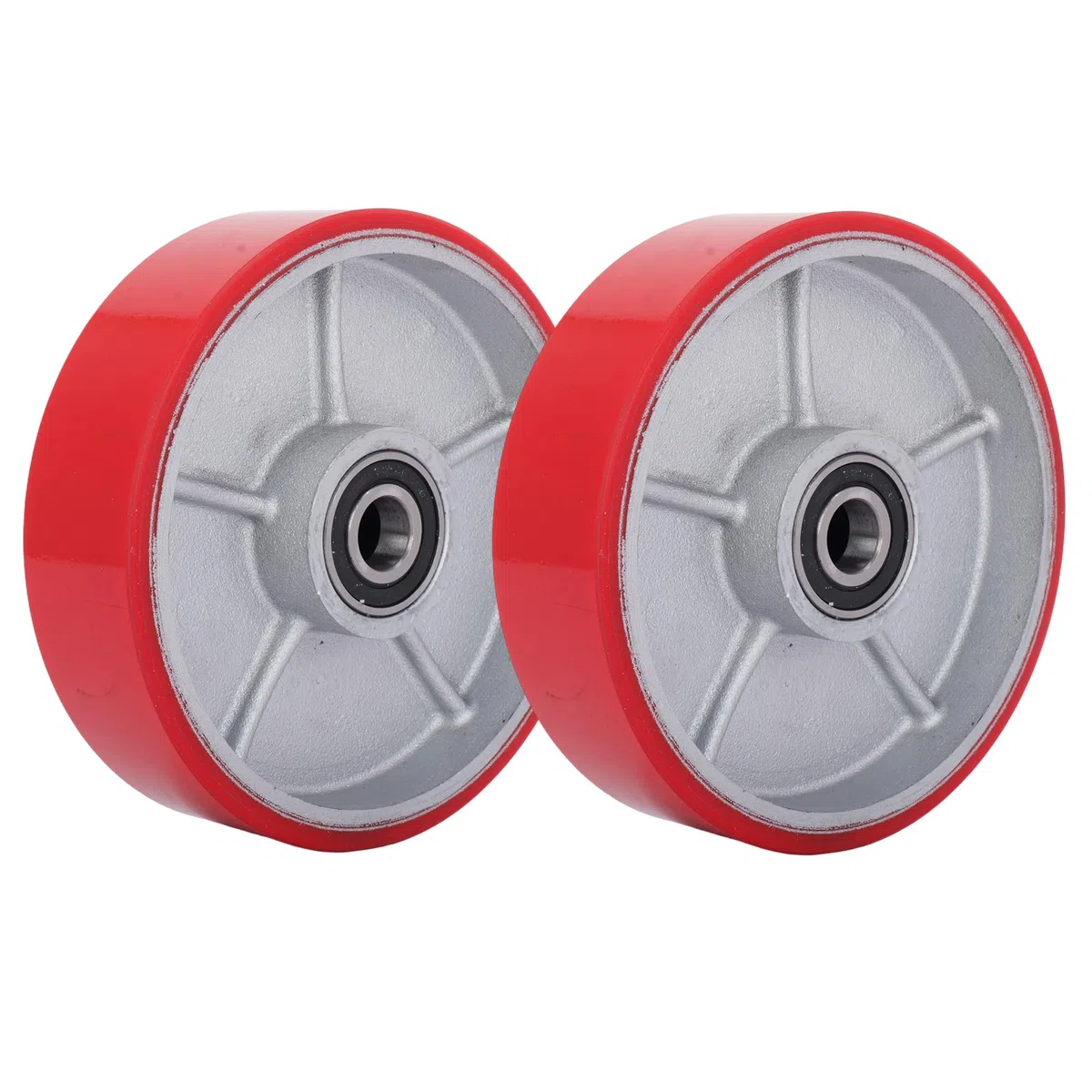 2 Stück Hubwagenrollen Polyurethan 180 x 50 mm Laufrollen, Achse 20 mm Kugellager Rollen für Hubwagen Ersatzrollen Fixierer Rad Palettenrollen Max. Belastung 3000 KG