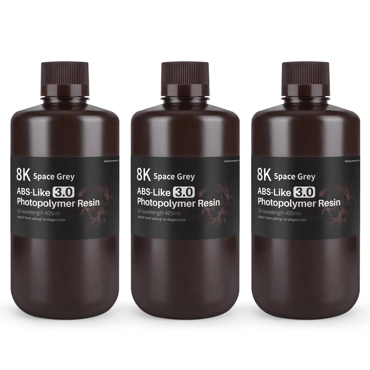 ELEGOO 8K ABS-Like Resin 3.0, UV-Härtendes 3D Resin mit Hohe Präzision, Nicht Spröde, Verbesserte Festigkeit und Zähigkeit für LCD/DLP 3D Drucker Photopolymer Harz Raumgrau 3000g