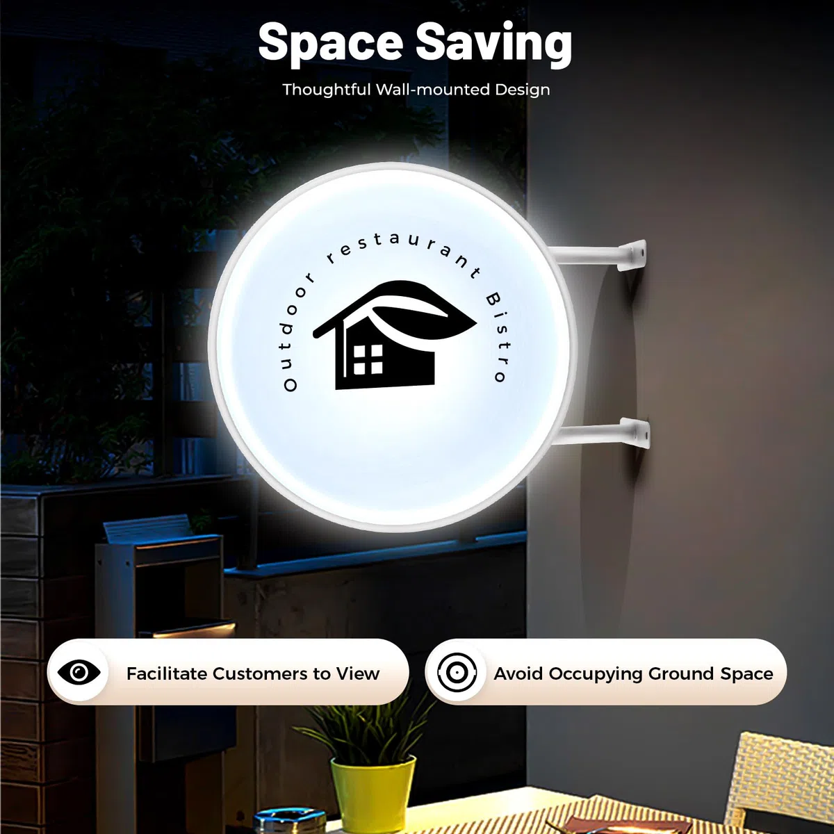 Lightbox | Doppelseitiger runder LED-Leuchtkasten | IP67 wasserdicht & 50.000h Lebensdauer | 10W Energieeffizienz-Klasse E | Ideal für Geschäfte, Cafés & Einzelhandel | 50cm Durchmesser