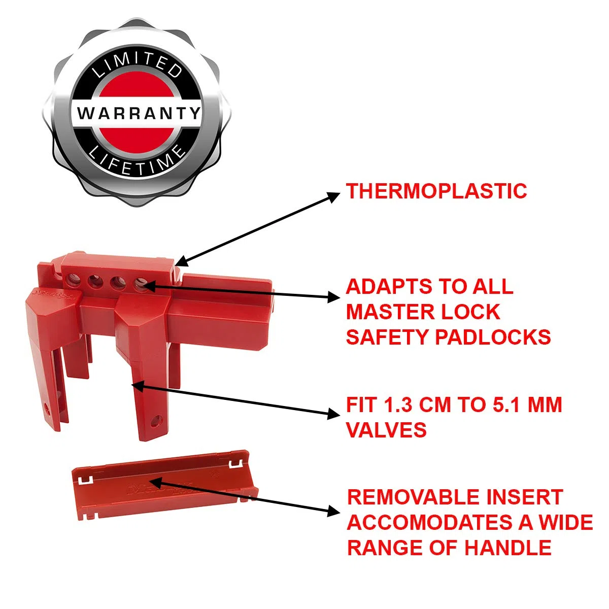 Master Lock S3080 Vierbein-Ventil Lockout, Einheitsgröße, Rot
