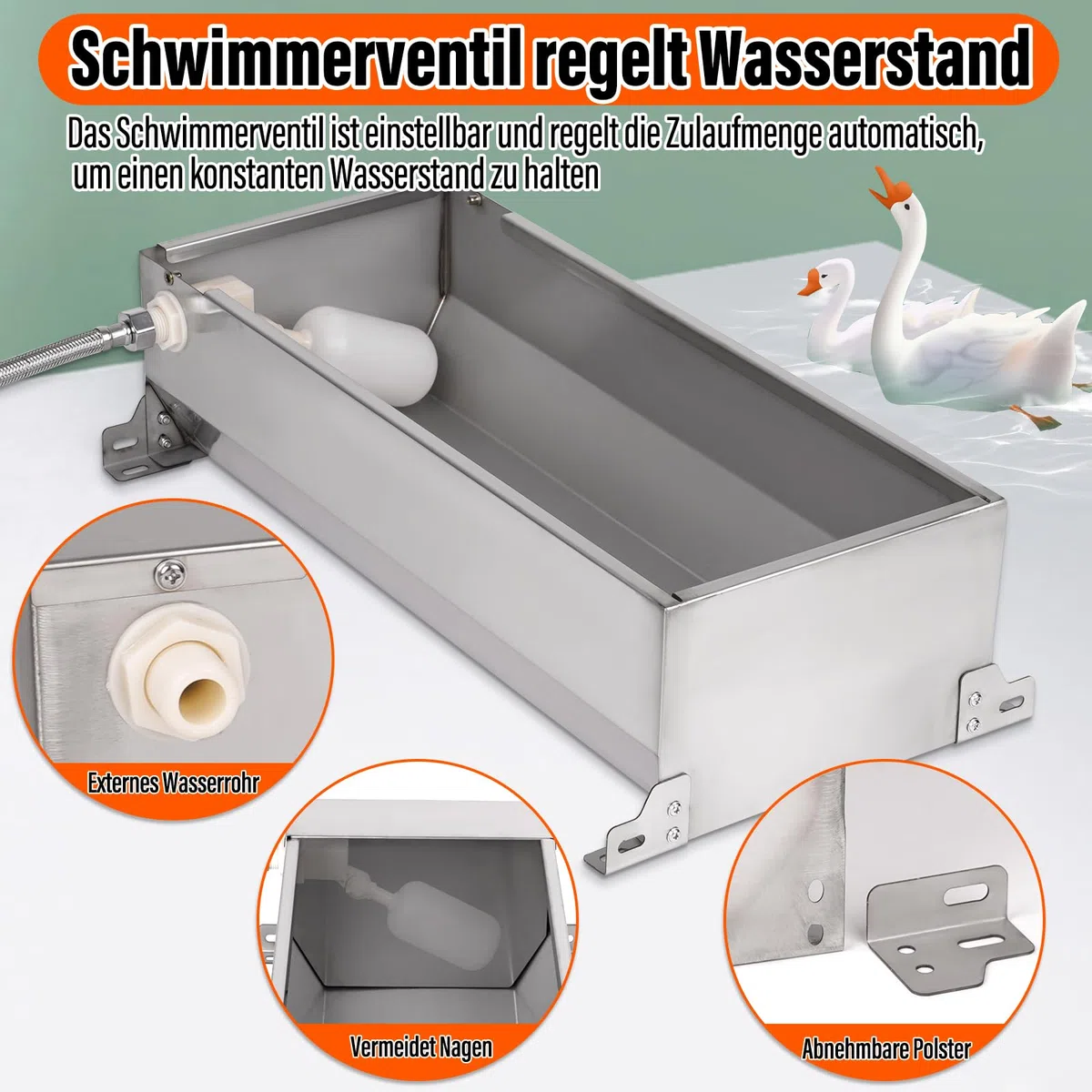 Tränkebecken mit 1/2 Zoll Schwimmerventil, Automatisches Ziegentränkebecken aus Edelstahl für Rinder, Pferde, Schafe, Hunde und Geflügel Tränken Viehbedarf