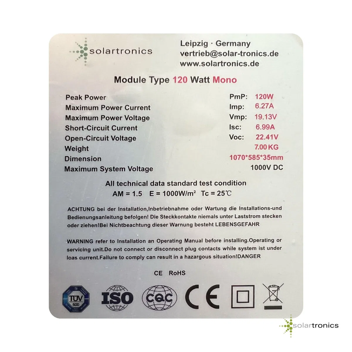 SOLARTRONICS Solarmodul 120 Watt Mono bifazial18 V 18 Busbars Solarpanel Solarzelle