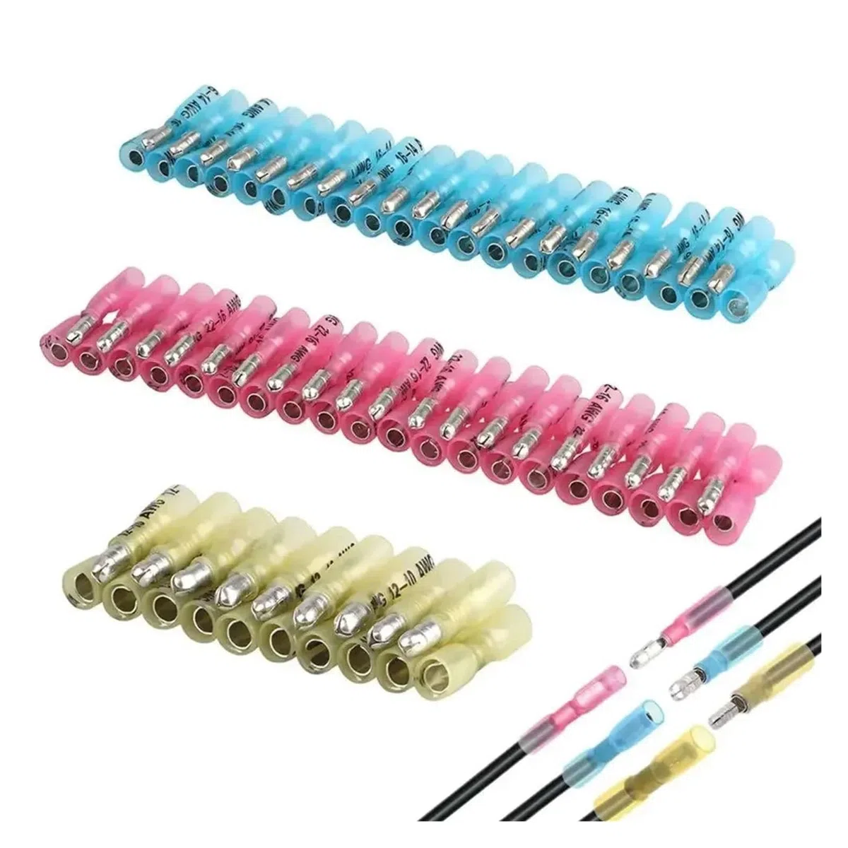 100/200PCS Heat Shrink Tube Bag Printing Heat Shrinkable Terminal Combination Heat Shrink Tubing Kit(200 PCS)
