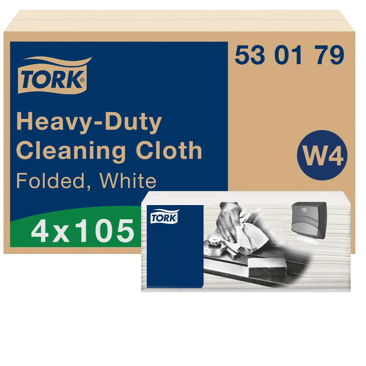 Tork Extra Starke Reinigungstücher Weiß W4, Mehrzweck, 4 × 105 Tücher, 530179