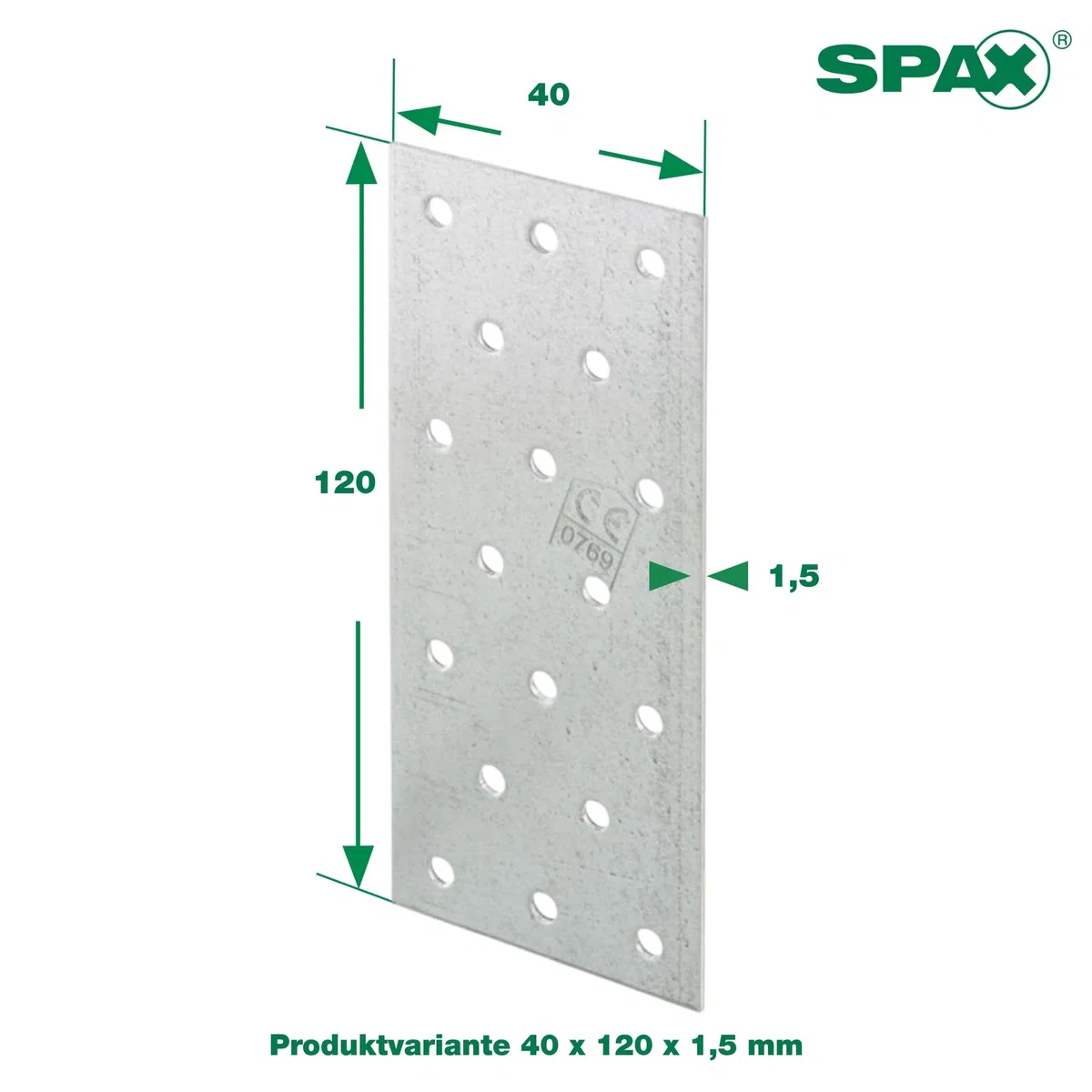 SPAX Lochplatte 40x120 mm, 1,5 mm Blechstärke, 200 Stk. - Verzinktes Stahlblech für Holzverbindungen - Made in Germany, SXNP15412