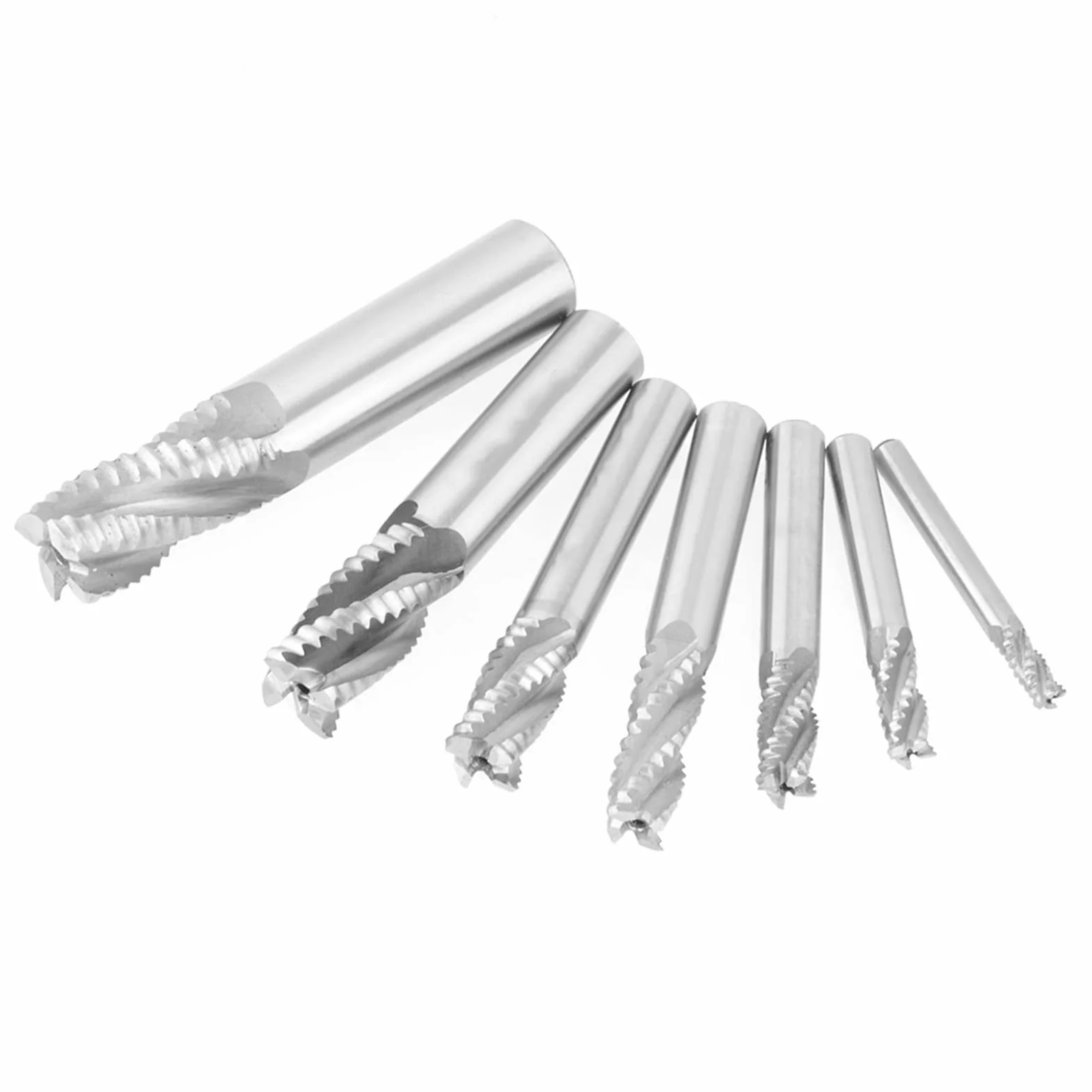 7 Teile/satz 4 Flöten Schaftfräser 6-20mm Schruppen Schaftfräser Set 20mm Hss Schaftfräser Fräser Schruppen Spanbrecher Fräser