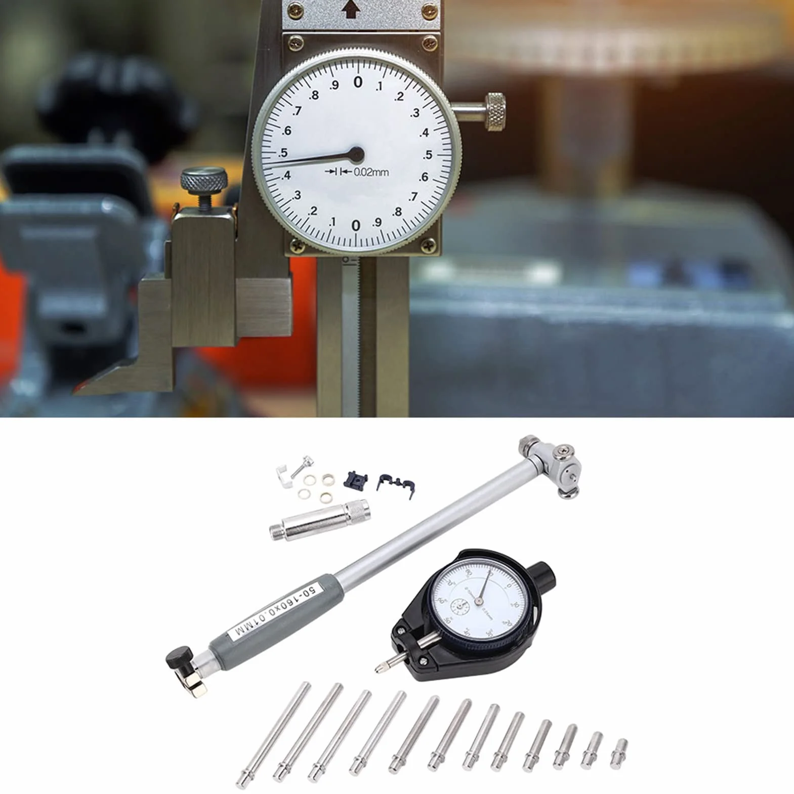 Innendurchmesser Messuhr 50-160 mm, Bohrungslehre Messuhr Set mit Innenmesstaster Innenmikrometer 3 Punkt Innenmessuhr Innenfeinmessger?t, Hohe Pr?zision 0.01 mm, alexometro