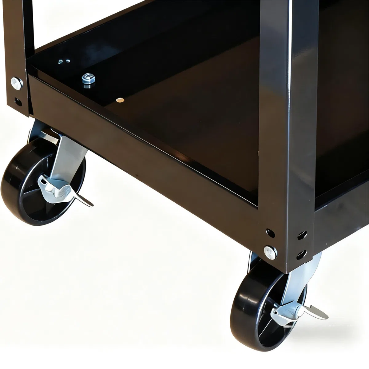 Relaxdays Werkstattwagen, Werkzeugwagen mit 3 Ebenen, mobiler Montagewagen, bis 100 kg, HBT: 76 x 35 x 78 cm, schwarz