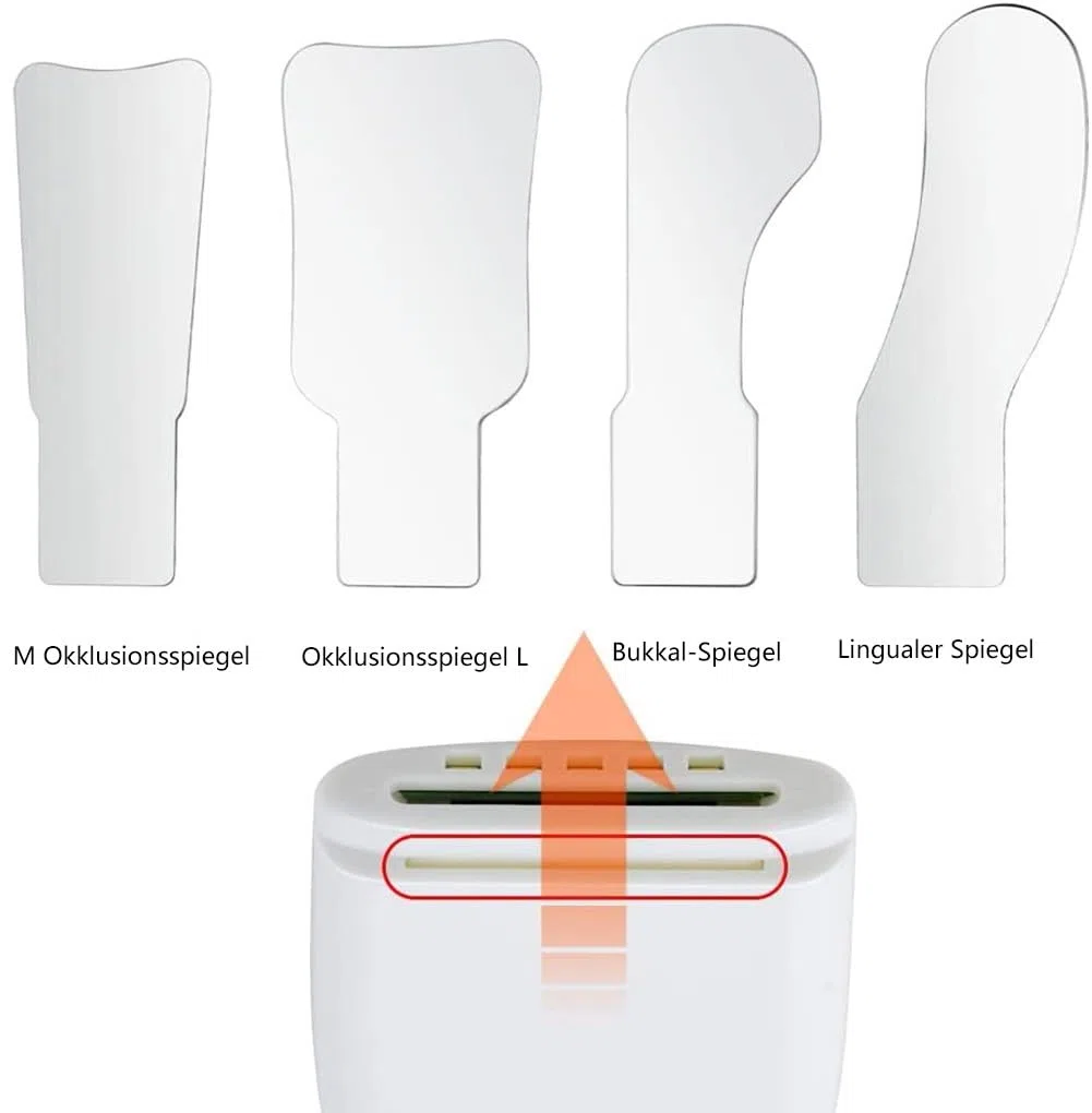 Dental Fog-Free Photography Mirrors, Dental Orthodontics Mirror Reflector, Intra-oral Teeth Inspection LED Mirror Wireless Charger & Fan mit 4 austauschbaren Spiegeln