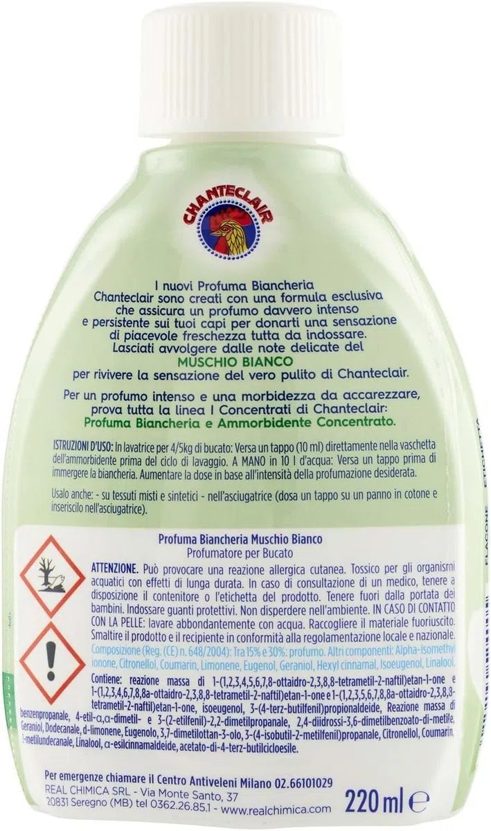 Chanteclair, I Concentrati, Profuma biancheria,muschio bianco, Duft Leinen, Weißer Moschus 4x 220 ml & Italian Gourmet polpa 400g