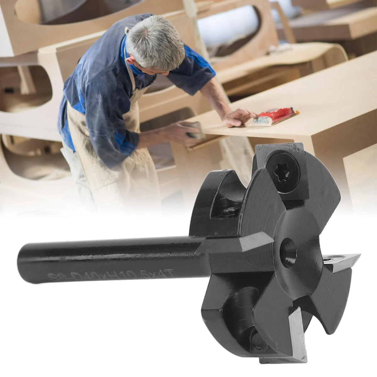 Fräser, CNC-Spoilboard-Oberflächenfräser, 4 Nuten, 8 Mm Schaft, 40 Mm Schnittdurchmesser, Hobelfräser-Werkzeug, Holzhobelfräser