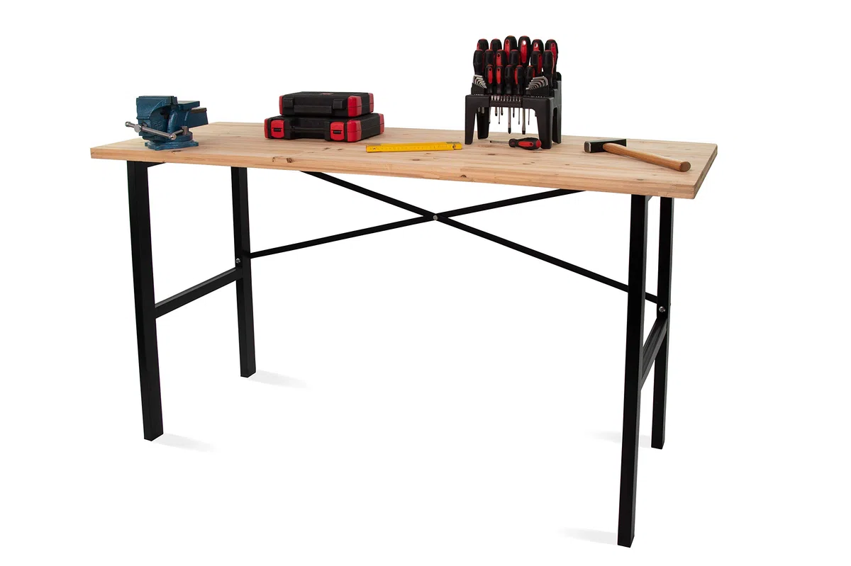 rikta Werkbank | Werktisch | ca. 159x85x58 cm (BxHxT) | Belastbarkeit 200 kg | Holz-Arbeitsplatte