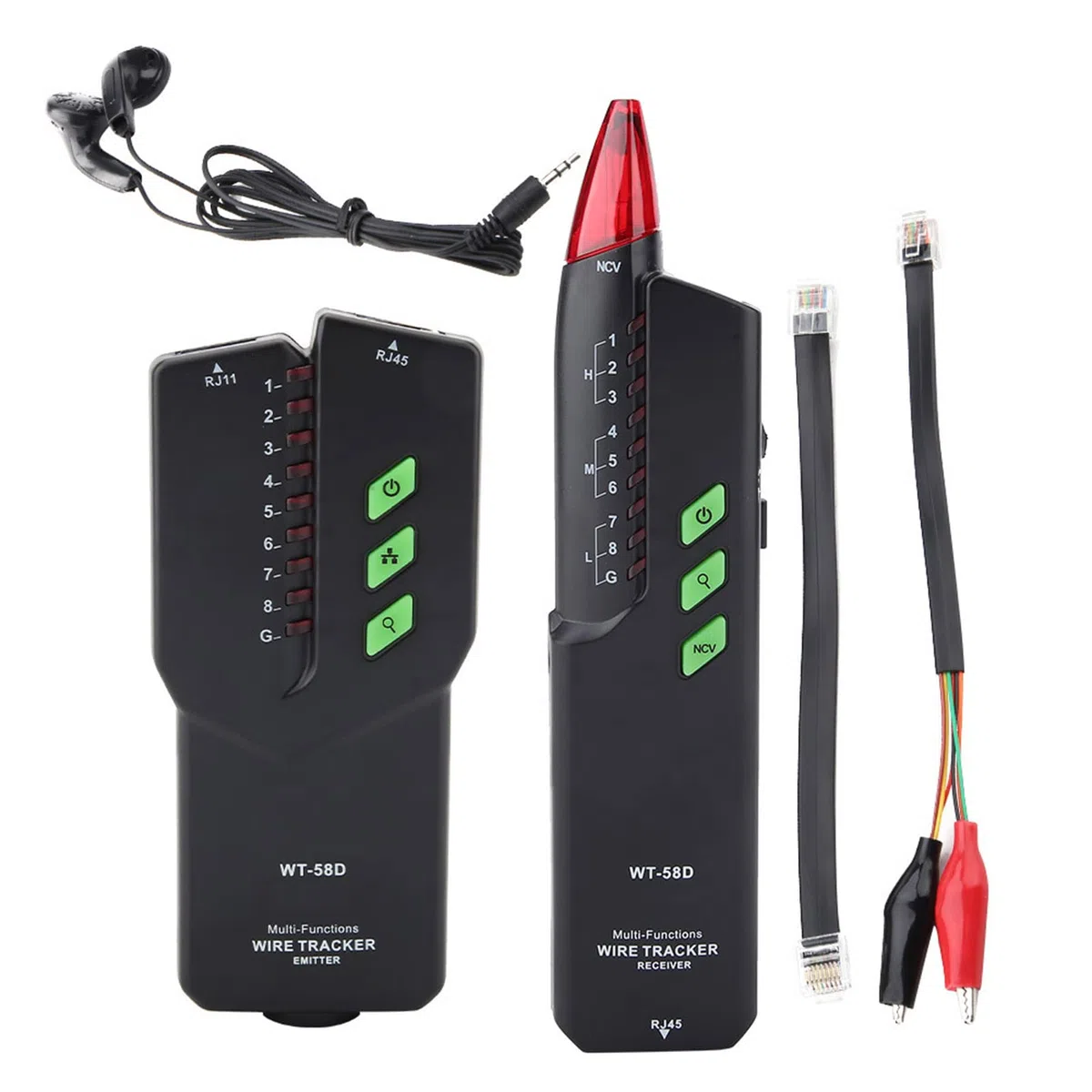 Wire Tracker, WT-58D Netzwerkkabeltester, Tragbare Multifunktions-Haltepunkttester RJ11 RJ45 Telefonkabel-, Netzwerk- und Kabeltester