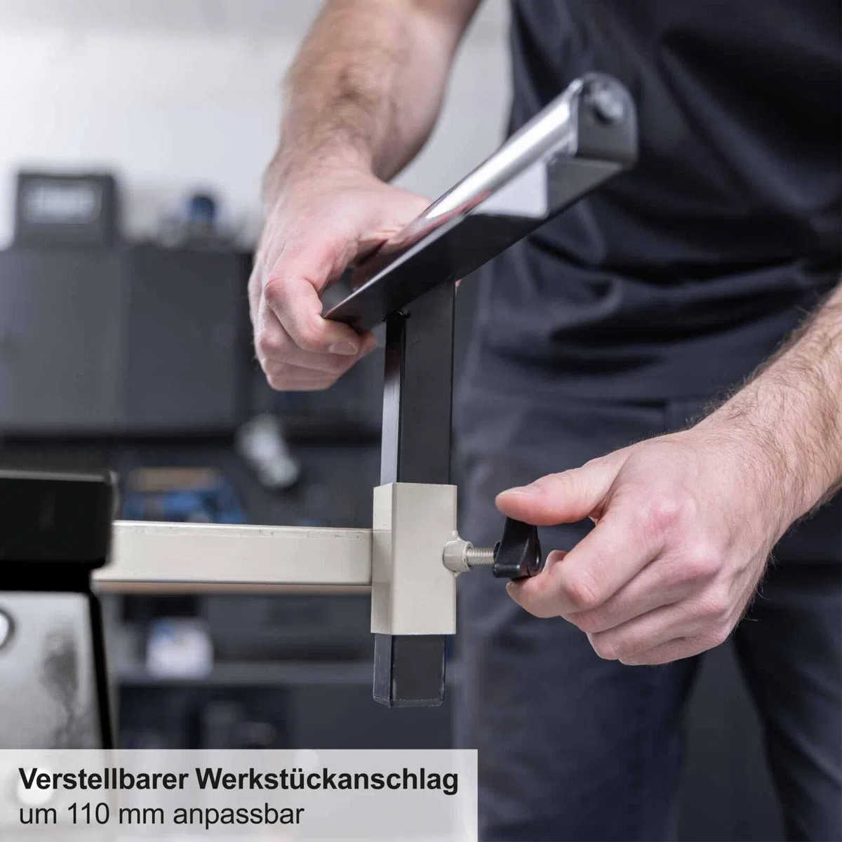 Scheppach Black Universal-Untergestell UUG1550-BE | Arbietshöhe 76,3 cm | Traglast 150 kg | Seitenverlängerung bis zu 194,5 cm | Auflagen höhenverstellbar bis 110mm