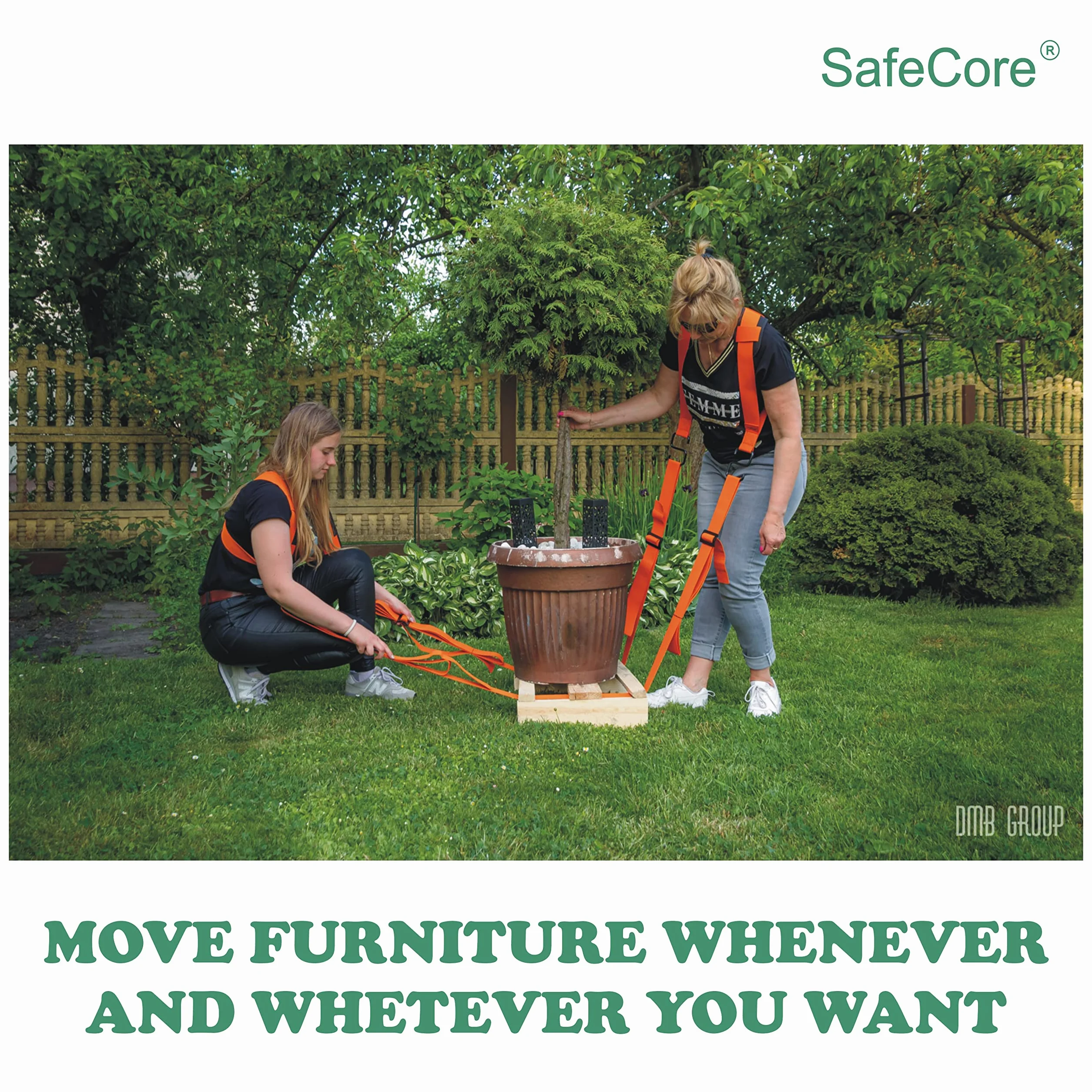 SafeCore Tragegurte Umzug 2 Personen bis 500 kg, Schultergurte 4 m | Profi Möbeltragegurte, ergonomisch, rückenschonend, hilft Möbel Geräte tragen, 2 Personen System, lange Spannweite