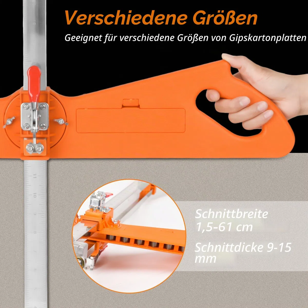 Gipskartonschneidewerkzeug – 2026 Verbesserter Trockenbauschneider – Gipskartonschneider mit verlängertem Nylongriff – Faltbare Trockenbauwerkzeuge mit 19 eingebauten Metallrädern – Plattenschneider