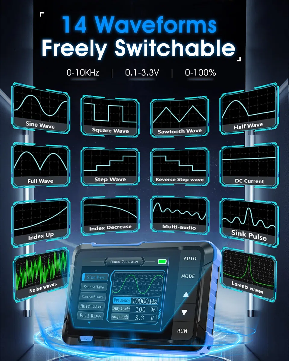 2-in-1 Handliches Oszilloskop, WapoRich DSO153 Digitaloszilloskop mit Signalgenerator 1 MHz, 5 MSa/s, 14 Signalformen, Online Update Kompaktes Mini-Oszi für unterwegs