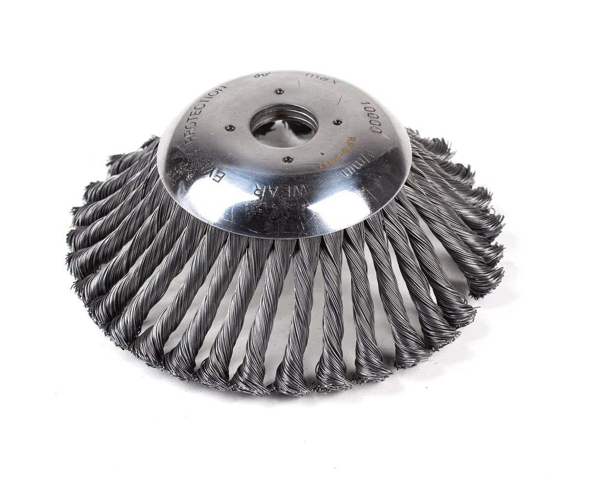 Topfbürste Kegelform 170 mm für Freischneider - Wildkrautbürste zur Unkrautentfernung - 32 Zöpfe - Ø 170 mm auf 190 mm ausdehnend - für Motorsensen ab 1,0 PS